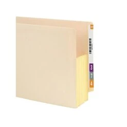 Smead® End Tab File Pocket, Reinforced Straight-Cut Tab, 5-1/4" Expansion, Fully-Lined Gusset, Letter Size, Manila (75174)