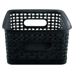 Advantus Weave Plastic Bins, Black, 3/Pack