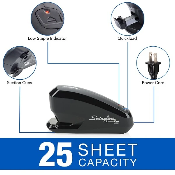 Swingline Speed Pro™ Electric Stapler Value Pack (Premium Staples & Staple Remover Included), 25 Sheet Capacity, Black (42140) 4 Swingline Speed Pro™ Electric Stapler Value Pack (Premium Staples & Staple Remover Included), 25 Sheet Capacity, Black (42140) - Image 2