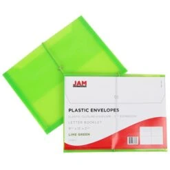 JAM Paper® Plastic Envelope With Elastic Band, 9.75 X 13 With 2.625 Inch Expansion, Lime Green, Sold Individually (218E25LI) -Bostitchy Store sp58557815 s7
