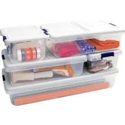 Hefty Storage Solutions 100 Quart, Latch Lid Storage Bin, Clear, 4/Case (7107) -Bostitchy Store sp76231121 s7