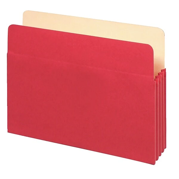 Pendaflex 10% Recycled Reinforced File Pocket, 3 1/2" Expansion, Letter Size, Red (1524ERED) 3 Pendaflex 10% Recycled Reinforced File Pocket, 3 1/2" Expansion, Letter Size, Red (1524ERED)